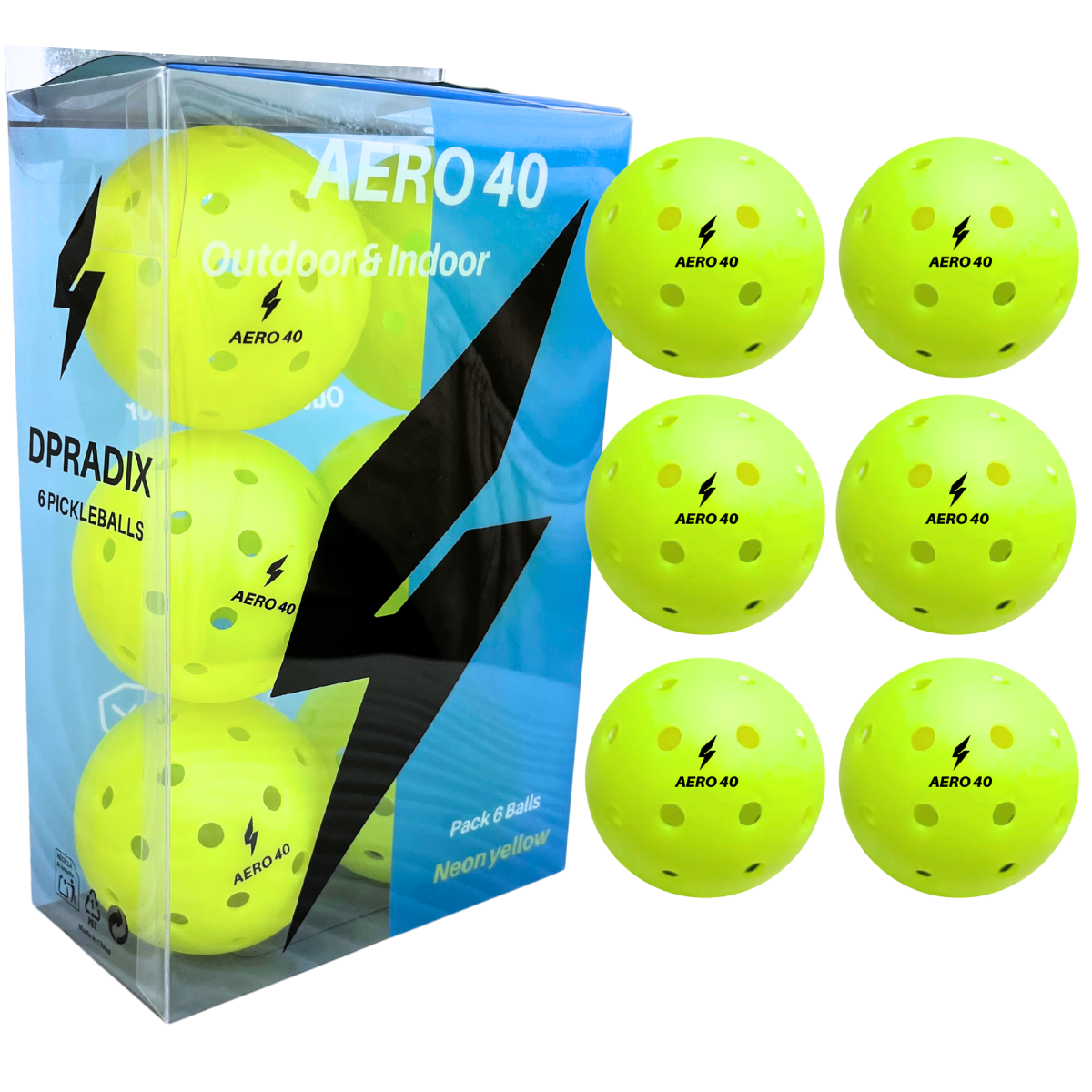 Pack 6 Bolas de Pickleball DPRADIX AERO 40